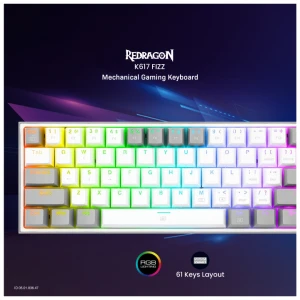 Redragon K617 FIZZ RGB (Red Switch) Gray-White gaming Keyboard