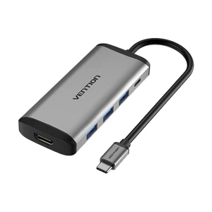 Vention Type-C Male to Tri USB 3.0, HDMI & PD Female, 0.15 Meter, Gray Converter # CNBHB