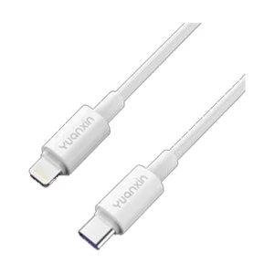 Yuanxin USB Type-C Male to Lightning Male, 1 Meter, White Data & Charging Cable #X-KC805