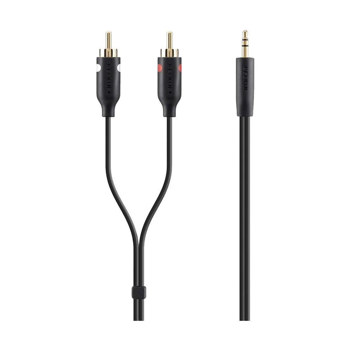 Belkin 3.5mm Male to 2 RCA Male, 2 Meter, Black Audio Cable # F3Y116BT2M