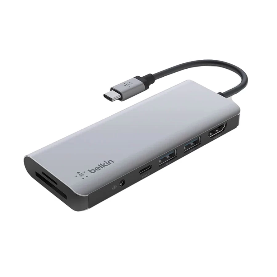 Belkin Type-C Male to HDMI, Dual USB 3.0, Type-C(PD), 3.5mm, SD & MicroSD Female Space Gray Converter #AVC009btSGY
