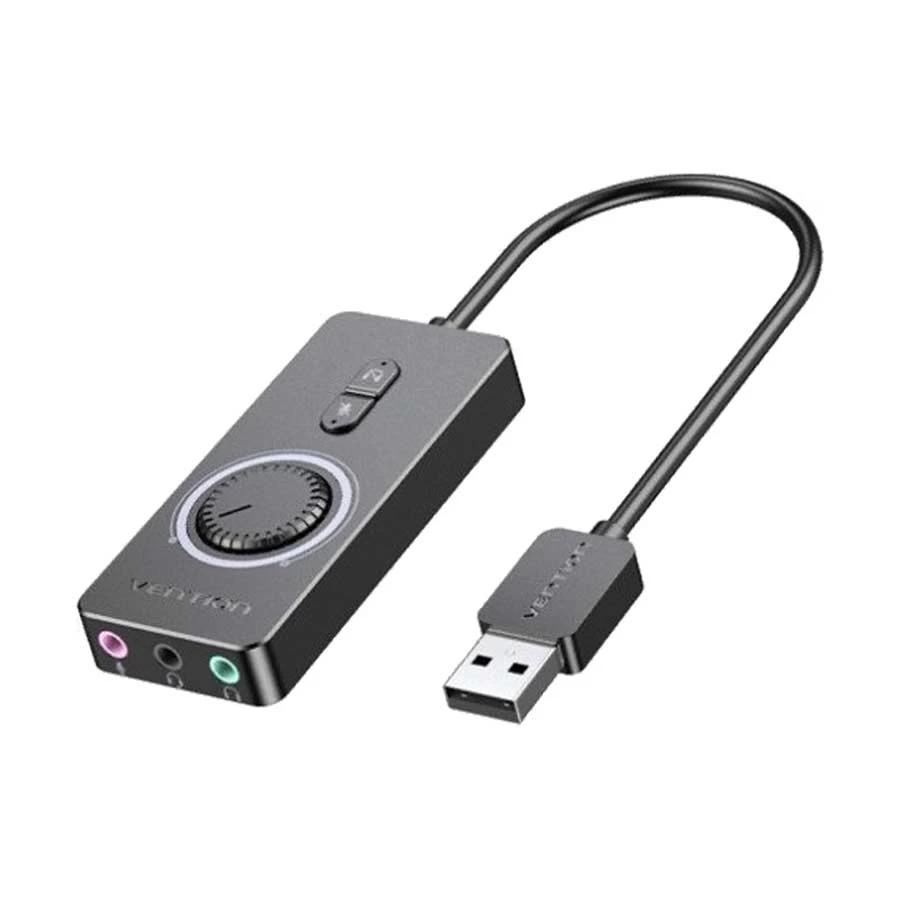 Vention USB 0.15 Meter Black External Sound Card with Volume Control #CDRBB