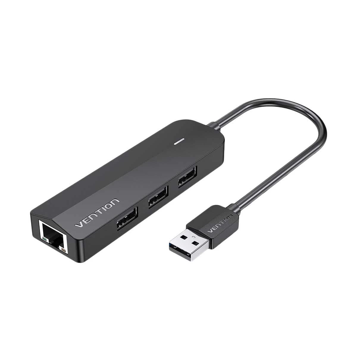 Vention USB Male to Tri USB & LAN Female Black USB Converter