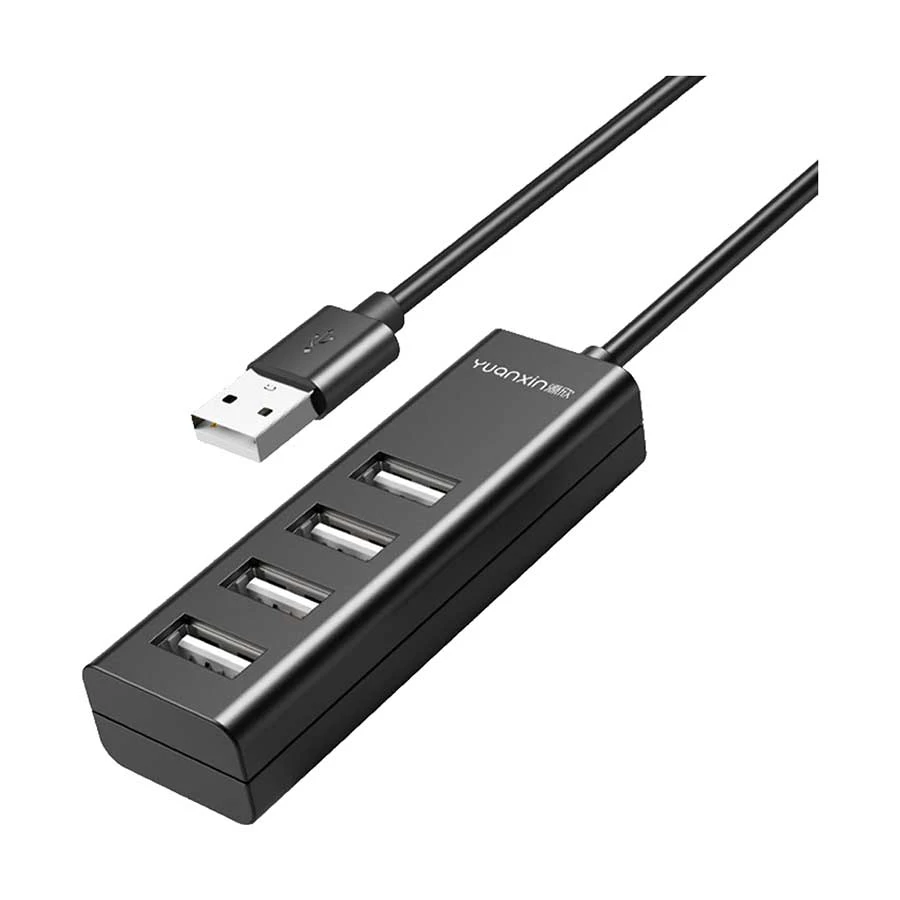 Yuanxin USB Male to Quad USB Female Black Hub # X-2328