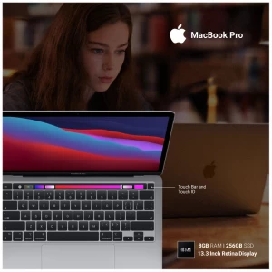Apple MacBook Pro Late 2020 Apple M1 Chip 13.3 Inch Retina Display Space Gray Touch Bar and Touch ID Laptop #MYD82LL/A, MYD82ZP/A