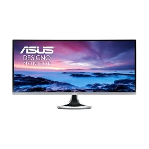 Asus Designo Curved MX34VQ 34 Inch Ultra-wide Curved (1800R) 100Hz Frameless Monitor with Qi Wireless Charger in base stand and Harman Kardon Audio, Blue Light Filter
