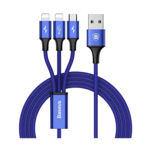 Baseus Rapid Series 3-in-1 USB Male to Micro USB & Dual Lightning, 1.2 Meter, Dark Blue Charging & Data Cable #CAMLL-SU13