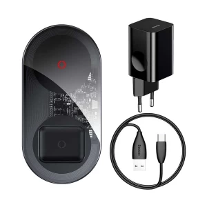 Baseus Simple 2-in-1 Turbo Edition 24W QI Wireless Black Charger with Adapter #TZWXJK-B01