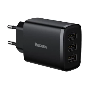 Baseus Tri USB 17W EU Black Wall Charger #CCXJ020101