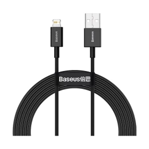 Baseus USB Male to Lightning Male 2 Meter, Black Charging & Data Cable #CALYS-C01