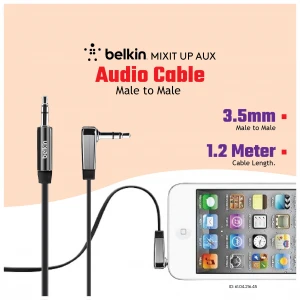 Belkin 3.5mm Male to Male 1.2 Meter Black Audio Cable # AV10128qe04-BLK