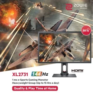 Benq ZOWIE XL2731 Full HD 144Hz 27 Inch e-Sports Monitor (HDMI, DVI, DP, Headphone)