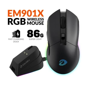 Dareu EM901X Dual Mode Wireless Black Gaming Mouse with Dock
