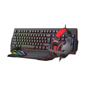 Havit Gamenote KB868CM Backlit Wired Black Gaming Keyboard, Headphone, Mouse & Mouse Pad Combo