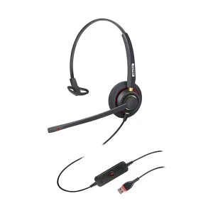 Inbertec UB800U Mono Wired USB Noise Cancelling Black Headphone