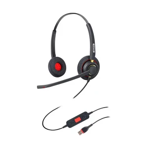 Inbertec UB805DM Duo Wired USB Noise Cancelling Black Headphone
