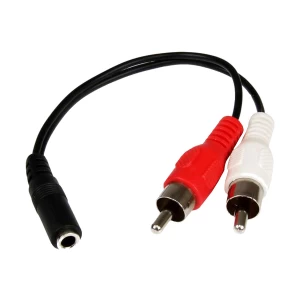K2 2 RCA Male to 3.5mm Female 0.5 Meter Black Audio Cable