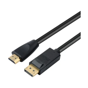K2 Dtech DisplayPort Male to HDMI Male, 3 Meter, Black Cable