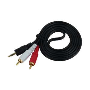K2 3.5mm Male to 2 RCA Male, 1.5 Meter, Black AV Cable