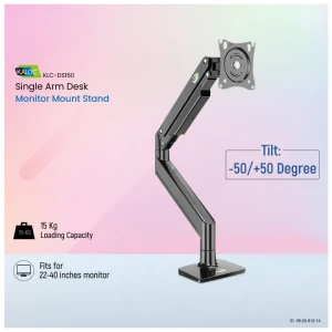 Kaloc KLC-DS160 22-40 inch Black Adjustable Single Arm Monitor Desktop Mount Stand