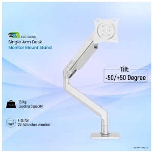 Kaloc KLC-DS160 22-40 inch Silver Adjustable Single Arm Monitor Desktop Mount Stand