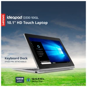 Lenovo IdeaPad D330 10IGL Intel CDC N4020 4GB RAM 128GB eMMC 10.1 Inch HD IPS Touch Display Mineral Grey Laptop