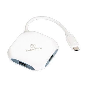 Micropack Type-C Male to Quad USB Female White HUB # MDC-4A