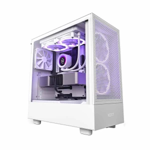 NZXT H5 Flow Mid Tower (Tempered Glass Side Window) White ATX Gaming Desktop Case #CC-H51FW-01