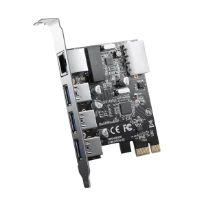 ORICO 3 Port USB 3.0 & 1 Port LAN PCI-E Expansion Card #PNU-3A1R-BK