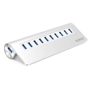 ORICO Aluminum Alloy 10 Port USB3.0 HUB Slope Design #M3H10-V1-SA-SV / M3H10-V1-UK-SV