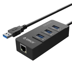 Orico USB Male to Tri USB & LAN Female Black Converter # HR01-U3-V1-BK-BP