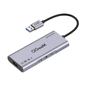 Qgeem USB Male to HDMI & Tri 3.5mm Female Grey USB Converter # CA01