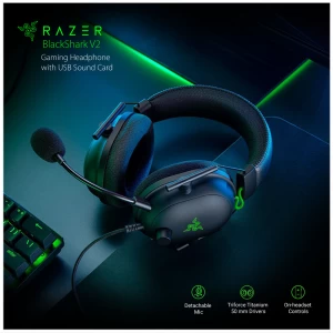 Razer BlackShark V2 Black Wired Gaming Headphone With USB Sound Card #RZ04-03230100-R3M1