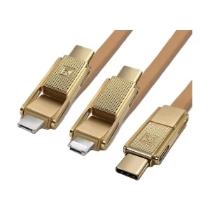 Remax USB Male to Micro USB Lightning & Type-C Gold 1 Meter Data Cable #RC-070th