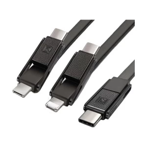 Remax USB Male to Micro USB Lightning & Type-C Black 1 Meter Data Cable #RC-070th
