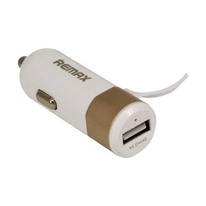REMAX RCC102 USB Gold Car Charger with 2 in 1 Cable
