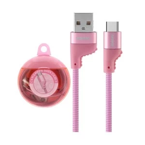 USB Male to Type-C, 1 Meter, Pink Data Cable