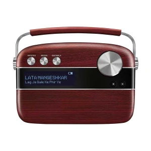 Saregama Carvaan - Hindi - (5000 Song, Radio, Bluetooth, Aux) Cherrywood Red Portable Music Player With Remote Control & Adapter (No Warranty)