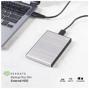 Seagate Backup Plus Slim 2TB USB 3.0 Silver External HDD #STHN2000401