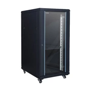 Toten 22U 600x600 Standing floor server cabinet with toughened glass front door and vanted plate rear door with 1 x 6port PDU, 2 x Fan (1 Pc Module), 1 x Fixed Tray