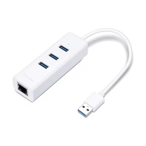TP-Link USB Male to Tri USB & LAN Female White Converter # UE330