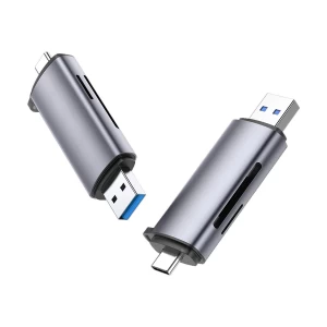 Ugreen USB Type-C & USB Male to SD/TF USB 3.0 & Type-C Gray Card Reader # 50706-CM185 (OTG)