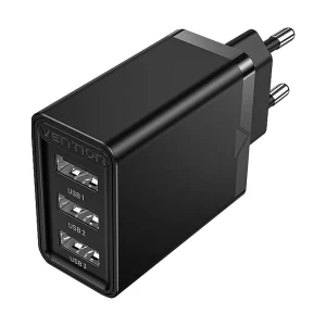 Vention 3-Port USB 12W Black Wall Charger #FEAB0-EU