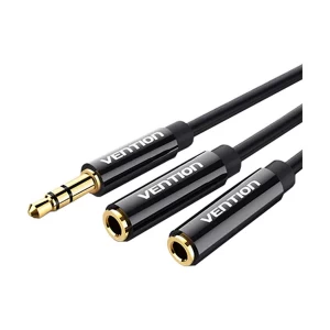 Vention 3.5mm Male to Dual 3.5mm Female, 0.3 Meter, Black Stereo Splitter Cable #BBSBY