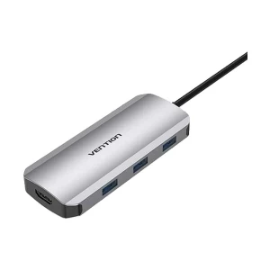 Vention Type-C Male to Tri USB 3.0, HDMI, SD, TF & PD Female, 0.15 Meter, Gray Converter #TOJHB