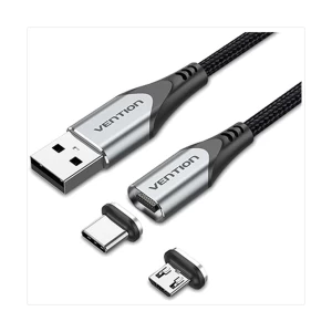 Vention USB Male to USB Type-C & Micro USB Male, 1.5 Meter, Black-Gray Cable # CQMHG