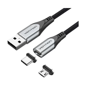 Vention USB Male to USB Type-C & Micro USB Male, 2 Meter, Black-Gray Cable # CQMHH