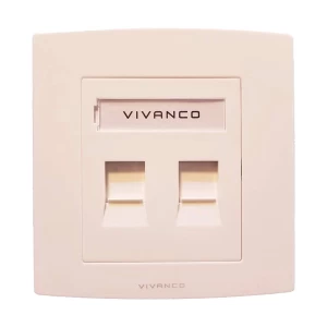 Vivanco 2 Port Face Plate with Shutter # VCA20 Cat6A Jack Compatible