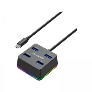 Yuanxin Type-C Male to Quad USB Female Black Hub # X-3205T