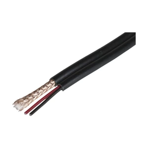 K2 RG59 CCTV coaxial cable with 2 power wire Black 1 Meter